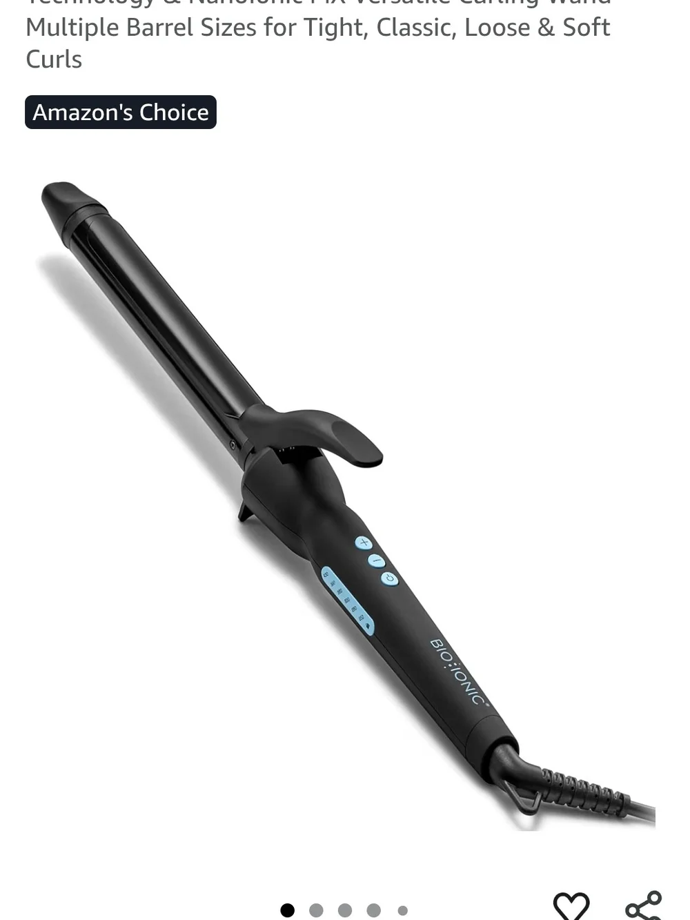 Bio Ionic Black Ceramic 1.25 Curling Wand – Black